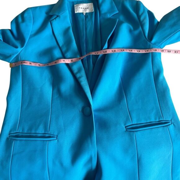 FRAME Malibu Blue One Button Blazer Jacket – Size 6 – Vibrant Turquoise Workwear - Picture 7 of 11